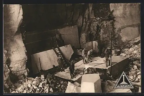 AK Laas im Vintschgau, Arbeiter im Marmor-Steinbruch