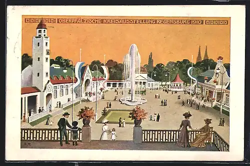 AK Regensburg, Oberpfälzische Kreisausstellung 1910, Totale