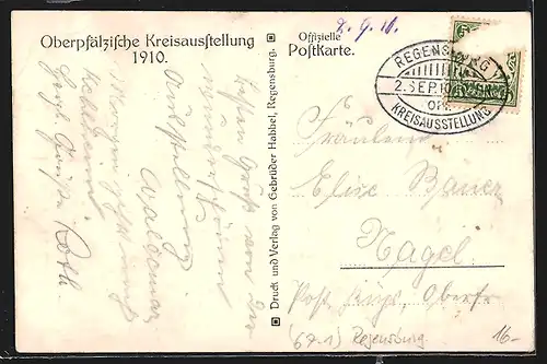 AK Regensburg, Oberpfälzische Kreisausstellung 1910, Totale