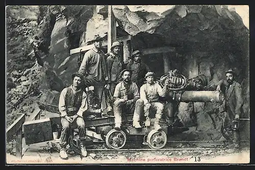 AK Arbeiter mit Bohrmaschine beim Tunnelbau