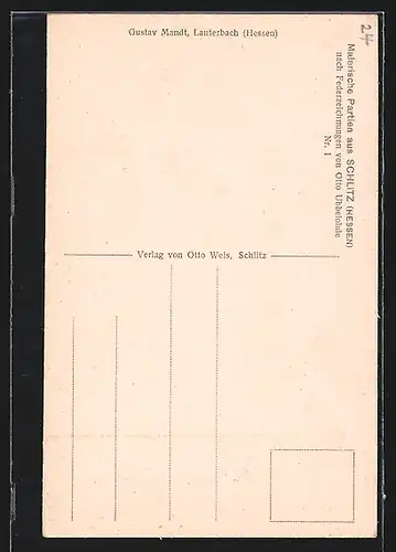 Künstler-AK Otto Ubbelohde: Schlitz / Hessen, alter Stadtkern