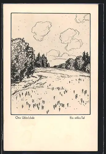 Künstler-AK Otto Ubbelohde: Aus dem Buche Meine Wälder, Ein stilles Tal