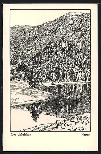Künstler-AK Otto Ubbelohde: Aus dem Buche Meine Heimat, Uferpartie