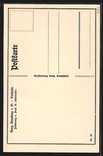 Künstler-AK Otto Ubbelohde: Breuberg i. O., Burg Breuberg, Torhalle