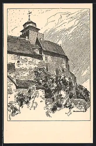 Künstler-AK Otto Ubbelohde: Breuberg i. O., Burg Breuberg, Gotischer Pallas