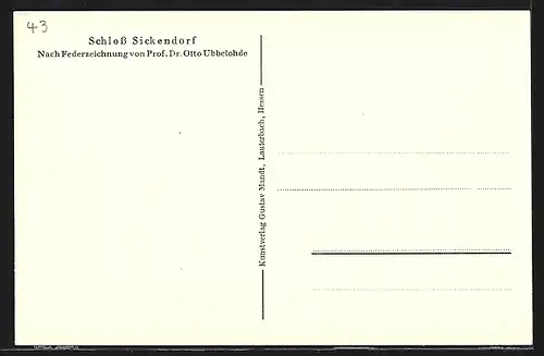 Künstler-AK Otto Ubbelohde: Schloss Sickendorf, Federzeichnung