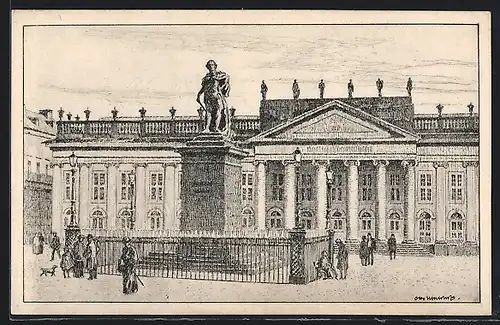 Künstler-AK Otto Ubbelohde: Kassel, Denkmal am Friedrichsplatz