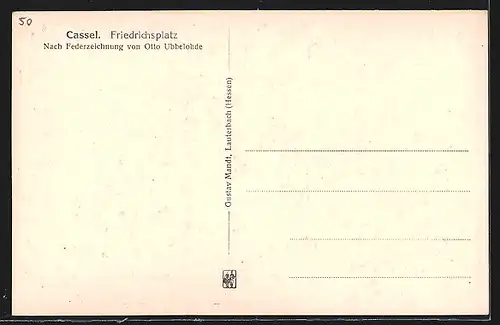 Künstler-AK Otto Ubbelohde: Kassel, Denkmal am Friedrichsplatz