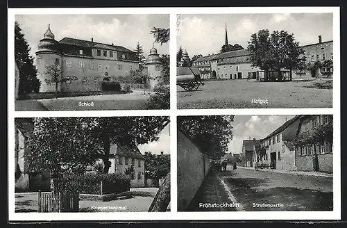 AK Fröhstockheim, Schloss, Hofgut, Kriegerdenkmal, Strassenpartie