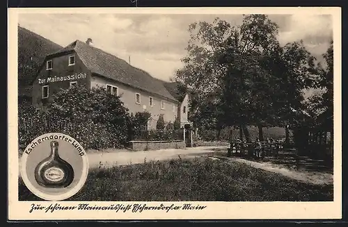 AK Escherndorf a. Main, Gasthaus Zur schönen Mainaussicht, Bes. V. G. Fröhlich, Escherndorfer Lump