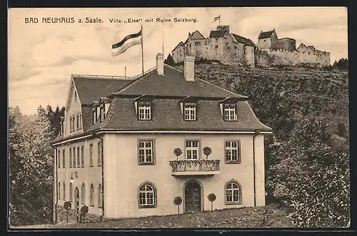 AK Bad Neuhaus a. Saale, Villa Else mit Ruine Salzburg