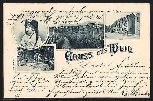 AK Weil, Gasthaus zum Adler mit Garten, Margräflerin, Ortsansicht