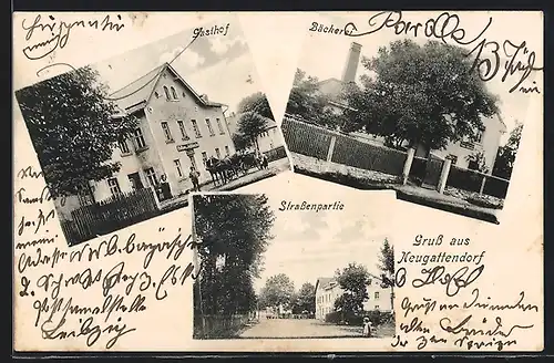 AK Neugattendorf, Gasthof, Bäckerei und Strassenpartie