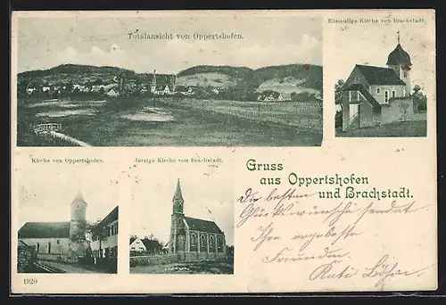 AK Oppertshofen, Kirche, Totalansicht, Ehemalige und jetzige Kirche von Brachstadt