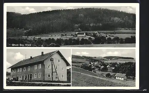 AK Bruck i. Bay. Wald, Gemischtwaren Xaver Plötz, Ortsansichten