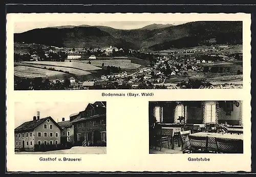 AK Bodenmais /Bay., Gasthof und Brauerei J. Leutner, Gaststube, Gesamtansicht