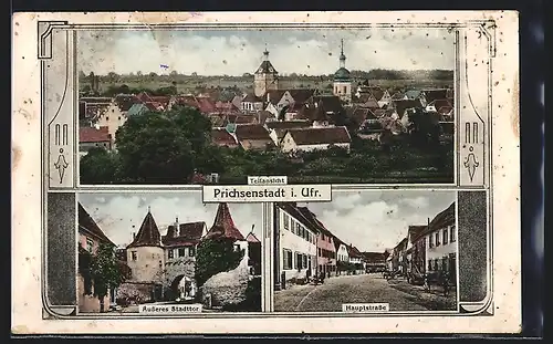AK Prichsenstadt /Ufr., Hauptstrasse, Äusseres Stadttor, Teilansicht