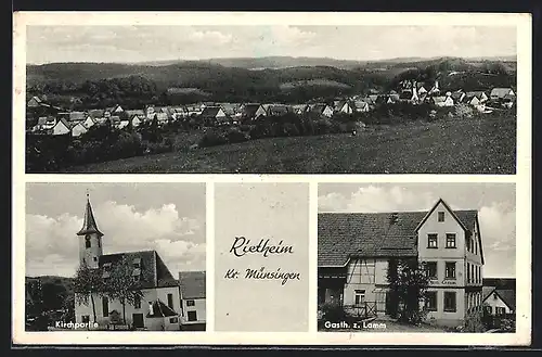 AK Rietheim /Kr. Münsingen, Gasthaus zum Lamm, Kirche, Gesamtansicht