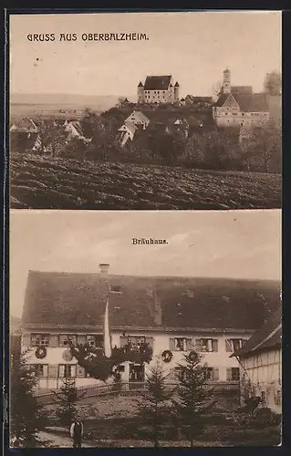 AK Oberbalzheim, Totalansicht, Brauerei Bräuhaus
