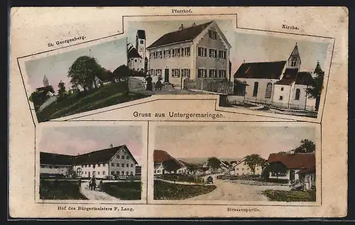 AK Untergermaringen, Hof des Bürgermeisters F. Lang, Strassenpartie, St. Georgenberg