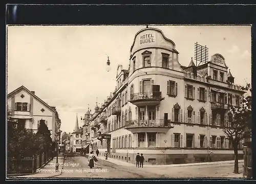 AK Bad Kissingen, Prinzregentenstrasse mit Hotel Büdel