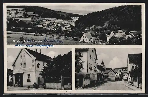 AK Stralsbach /Mainfranken, Strassenpartie mit Blick zur Kirche, Panorama