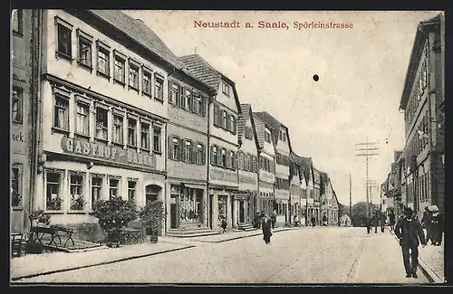 AK Neustadt a. Saale, Spörleinstrasse mit Gasthof zum Bären