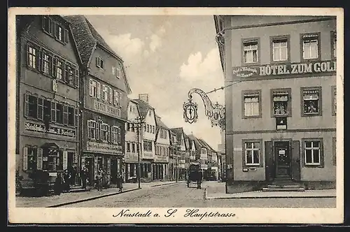 AK Neustadt a. Saale, Hotel & Geschäfte auf der Hauptstrasse