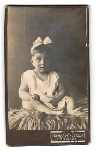 Fotografie Richard Fröhlich, Löbau, Elfriede Rudolff als Kleinkind mit Schleife