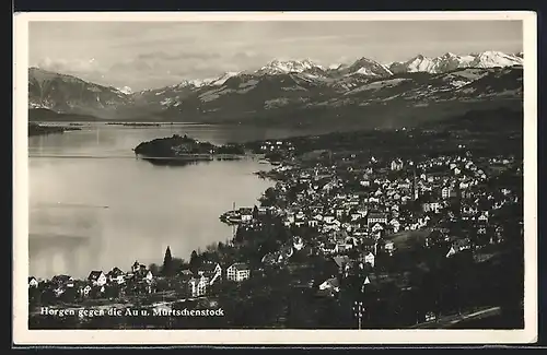 AK Horgen, Blick gegen die Au und Mürtschenstock