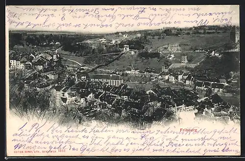 AK Fribourg, Ortsansicht im Flusstal