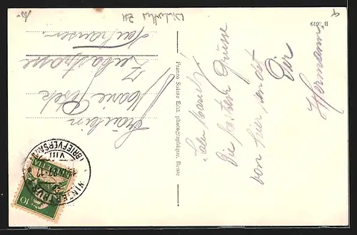 AK Winterthur, Strassenpartie mit Brunnen vor Stadthaus