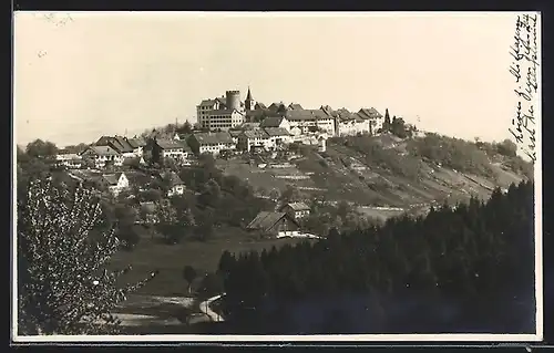AK Regensberg, Schloss und Häuser auf Hügel