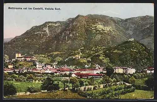 AK Bellinzona, coi tre Castelli, Veduta Sud