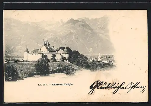 AK Aigle, chateau et les monts