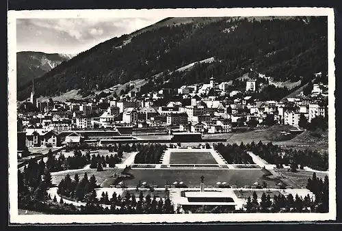 AK Davos-Platz, Blick über Kurpark