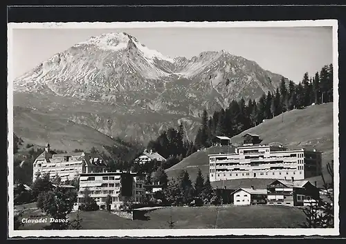 AK Davos, Clavadel Davos mit Berg im Hintergrund