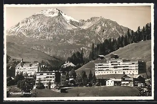 AK Davos, Clavadel Davos mit Berg im Hintergrund