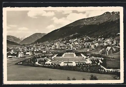 AK Davos, Blick auf Stadt über Kurpark