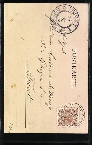 AK Zwei kleine Engel im Liebesnest