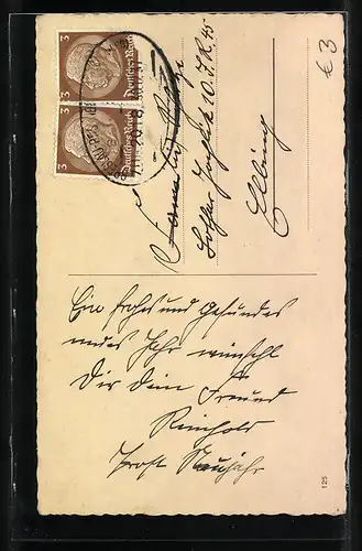 AK Schornsteinfeger mit einer Schale in den Händen, Neujahr