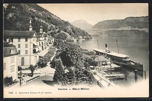 AK Gersau, Hotel Müller und Dampfer