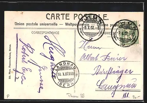 AK Thun, belebte Strassenpartie in der Hauptgasse