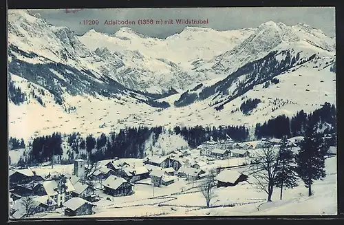 AK Adelboden, winterlicher Blick über die Ortschaft, mit Wildstrubel