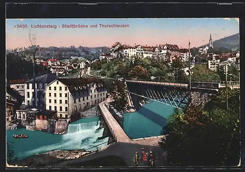 AK Lichtensteig, Stadtbrücke und Thurschleusen