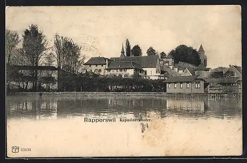 AK Rapperswil, Blick vom Wasser aufs Kapuzinerkloster