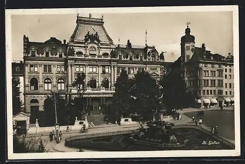AK St. Gallen, Strassenpartie vor dem Schweizerischen Bankverein