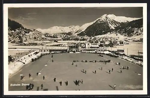 AK Davos, Schlittschuhläufer auf der Eisbahn