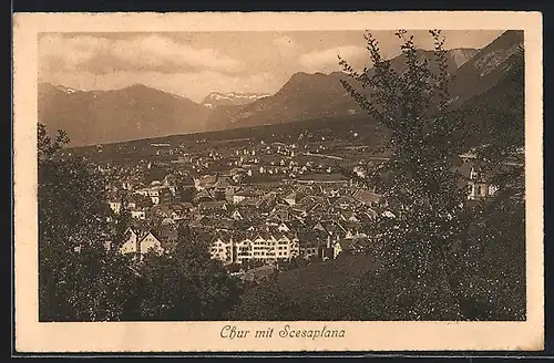 AK Chur, Ortsansicht mit Scesaplana