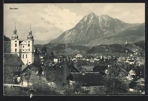 AK Sarnen, Ortsansicht mit Kirche Tu es Petrus